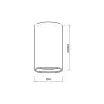 Biała lampa sufitowa Genesis H10 z oprawą na 1 żarówkę GU10, o cylindrycznym kształcie. Wymiary: średnica 63 mm, wysokość 100 mm. Prosta konstrukcja, idealna do nowoczesnych wnętrz.