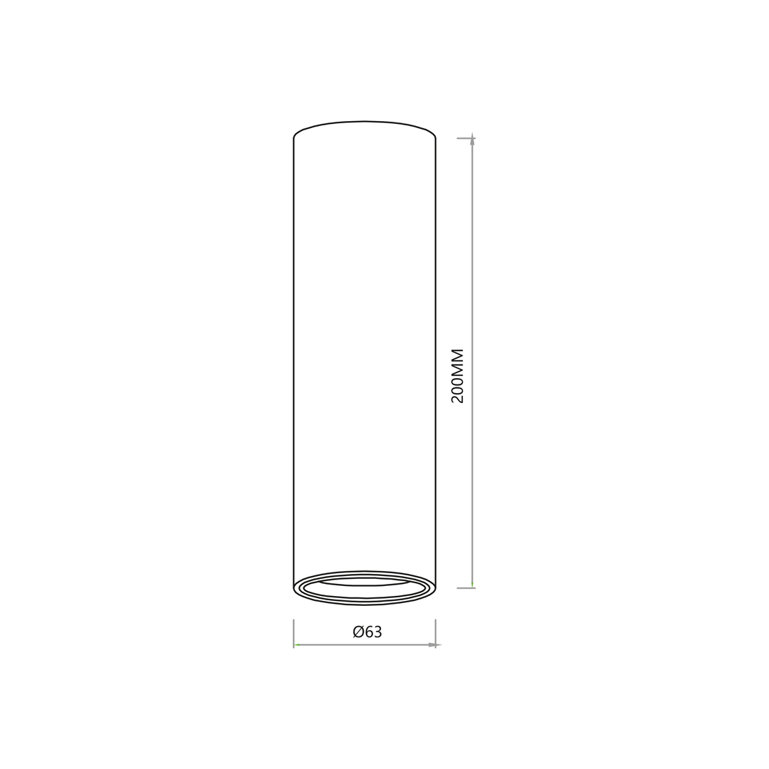 Czarna lampa sufitowa Genesis H20 1xGU10, cylindryczny kształt, średnica 63 mm, wysokość 200 mm. Prosty design, przeznaczona do montażu sufitowego, idealna do nowoczesnych wnętrz.