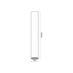 Lampa sufitowa Genesis H40 w kolorze białym, o cylindrycznym kształcie, z miejscem na jedną żarówkę GU10. Wymiary: wysokość 400 mm, średnica 63 mm. Produkt w pozycji stojącej, ukazujący szczegóły konstrukcji.
