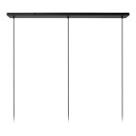 Lampa wisząca Elysee 3xE27 w kolorze czarnym z złotymi akcentami. Posiada prostokątną, płaską podstawę z czarnego metalu oraz trzy długie, cienkie zwisy. Idealna do nowoczesnych wnętrz, montowana sufitowo.