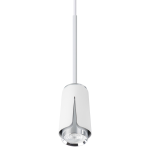 Lampa wisząca Flower 1xGU10 w kolorze białym i chromowanym, o cylindrycznym kształcie z metalicznym wykończeniem. Zawieszona na białym przewodzie, z widocznym źródłem światła na dole. Minimalistyczny design, przeznaczona do nowoczesnych wnętrz.