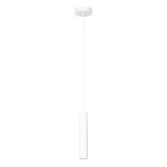 Lopus lampa wisząca 1xGU10 w kolorze białym, o cylindrycznym kształcie, zawieszona na cienkim, białym przewodzie. Prosty design, idealna do nowoczesnych wnętrz. Montaż sufitowy, widoczna oprawa na żarówkę GU10.