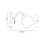 Kinkiet Connor 1xE27 w kolorze chromu, z okrągłą głowicą i elastycznym ramieniem. Wymiary: 240 mm szerokości, 150 mm wysokości, 115 mm głębokości. Montowany na ścianie, idealny do oświetlenia wnętrz.