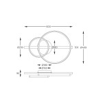 Lampa sufitowa Almeria z dwoma okrągłymi elementami, czarna, z diodami LED o mocy 17W. Wymiary: większy pierścień Ø409 mm, mniejszy Ø250 mm, wysokość 95 mm. Stosunek kształtów i minimalistyczny design idealny do nowoczesnych wnętrz.