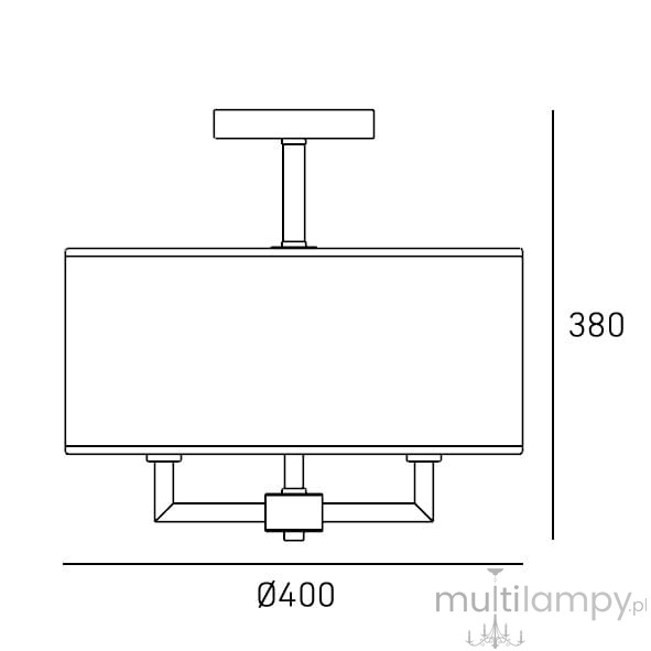 Lille lampa sufitowa 4xE14 w kolorze nikiel i białym, o wymiarach Ø400 mm i wysokości 380 mm. Prosty, prostokątny kształt z metalowym mocowaniem do sufitu, stworzona do montażu w pomieszczeniach o nowoczesnym wystroju.