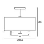 Lille lampa sufitowa 4xE14 w kolorze nikiel i białym, o wymiarach Ø400 mm i wysokości 380 mm. Prosty, prostokątny kształt z metalowym mocowaniem do sufitu, stworzona do montażu w pomieszczeniach o nowoczesnym wystroju.