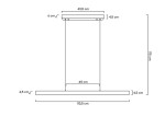 Czarna lampa wisząca Liner z jednym źródłem LED o mocy 32W. Wymiary: wysokość 175 cm, szerokość podstawy 113,5 cm, szerokość górnej części 49,5 cm, grubość 4,5 cm. Prosty, nowoczesny design, idealna do różnych wnętrz.