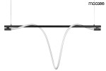 Lampa wisząca Serpiente w kolorze czarnym, z jedną żarówką LED o mocy 23W. Ma nowoczesny, falisty kształt z metalowym stelażem i przezroczystymi elementami. Wisi na cienkich przewodach, co nadaje lekkości. Tło białe, podkreślające jej design.
