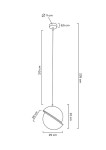 Lampa wisząca Globe 25, średnica 25 cm, wysokość 32 cm, złota, z jedną oprawą E27. Długość zawieszenia 210 cm. Prosty, nowoczesny design z półkulistym kloszem i dekoracyjnym akcentem.