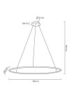 Lampa wisząca Ring Slim 120 cm, złota, z pilotem, wykonana z metalu. Posiada okrągły klosz o średnicy 120 cm, zawieszony na cienkim kablu. Wysokość montażu wynosi 192 cm, a szerokość podstawy to 21 cm. Zasilana jedną żarówką LED o mocy 37W.