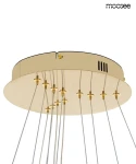 Lampa wisząca Ring Slim M w kolorze złotym, z pilotem, z oświetleniem LED. Posiada okrągłą podstawę z wieloma przewodami. Widoczna jest część konstrukcji z zamocowanymi łączeniami. Idealna do nowoczesnych wnętrz.
