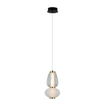 Lampa wisząca Gastel 1xLED/8W w kolorze czarnym z przezroczystym i białym kloszem, zawieszona na cienkim kablu. Klosze mają różne kształty: dolny okrągły, górny owalny, z metalowym wykończeniem. Idealna do nowoczesnych wnętrz.