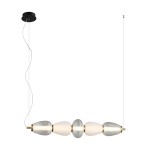 Lampa wisząca Gastel 1xLED/22W w kolorze czarnym, z dekoracyjnymi, szklanymi elementami w kształcie kropli. Kąt w ujęciu frontalnym, zamontowana na cienkim przewodzie. Oświetlenie zawieszone, minimalistyczny design, odpowiednia do nowoczesnych wnętrz.