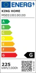 Lampa wisząca Ring 100/100/100 w kolorze złotym, z trzema źródłami LED o mocy 225W. Wysoka efektywność energetyczna, klasa G. Widok na etykietę energetyczną z informacjami o zużyciu energii i kodem QR.