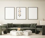 Lampa wisząca Testa 1xLED/16W w kolorze czarnym, składająca się z trzech okrągłych kloszy w różnych odcieniach, zawieszona na cienkim przewodzie. Produkt umieszczony w nowoczesnym wnętrzu z zielonymi meblami i marmurowym stolikiem.