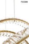 Lampa wisząca Wave 120, złota, z jednym źródłem światła LED o mocy 28W. Okrągła konstrukcja z przezroczystymi akrylowymi elementami, zawieszona na cienkim kablu. Widok z góry na szczegóły dekoracyjne.