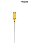 Złota lampa wisząca Wave 120 z jedną diodą LED o mocy 28W. Ujęcie z góry, pokazujące górny uchwyt i zawieszenie na stalowym przewodzie. Prosty, elegancki design bez dodatkowych dekoracji. Tło białe, co podkreśla kolor lampy.