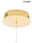 Lampa wisząca Jazz z pięcioma diodami LED, o mocy 64W, w złotym kolorze. Okrągła podsufitka z wykończeniem w metalicznym odcieniu, z widocznym przewodem i elementem montażowym. Prosty design, idealna do nowoczesnych wnętrz.