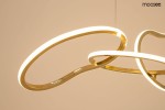 Lampa wisząca Jazz 5xLED/64W w kolorze złotym, składająca się z kilku owalnych, lekko zakrzywionych elementów. Widoczna jest delikatna, ciepła iluminacja LED. Ujęcie z bliska, podkreślające kształt i fakturę metalowych detali.