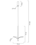 Lampa wisząca Gavi A z pojedynczym źródłem LED 5W w kolorze złotym. Okrągły klosz o średnicy 5 cm, wysokość 280 cm, z dekoracyjnym elementem w kształcie liścia o wymiarach 31 x 8 cm. Prosta konstrukcja, idealna do nowoczesnych wnętrz.