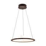 Lampa wisząca Baret w kolorze kawowym, o okrągłym kształcie, zawieszona na czarnych linkach. Posiada pierścień z białym kloszem LED o mocy 26W. Montowana sufitowo, idealna do nowoczesnych wnętrz.