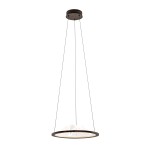 Lampa wisząca Baret w kolorze kawowym, z okrągłym kloszem LED o mocy 26W. Zamontowana na długich, cienkich linkach, z metalowym mocowaniem sufitowym. Prosty, nowoczesny design, idealna do różnych aranżacji wnętrz.