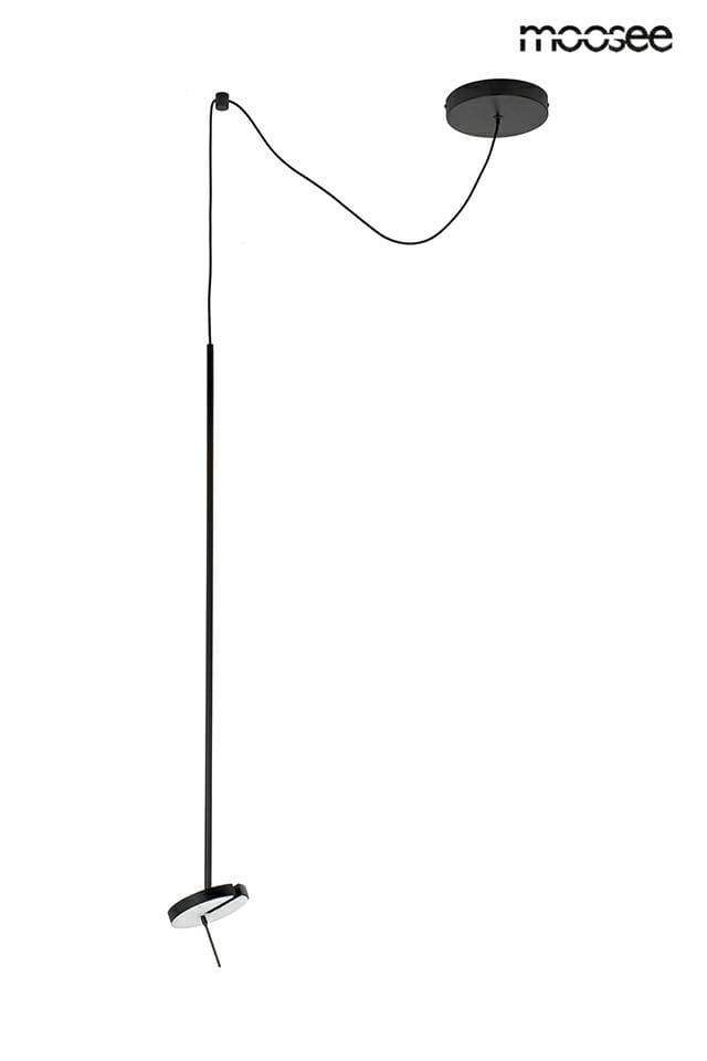 Lampa wisząca Bobbie w kolorze czarnym z jedną diodą LED o mocy 8W. Posiada smukły, prosty kształt z długim przewodem, zawieszona na okrągłej podsufitce. Wykonana z metalu, z minimalistycznym designem.