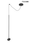 Lampa wisząca Bobbie w kolorze czarnym, z pojedynczym źródłem LED 8W. Prosty, smukły kształt z długim kablem i okrągłą podsufitką. Ujęcie frontalne, produkt zawieszony, na jednolitym tle.