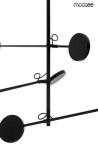 Lampa wisząca Bobbie z sześcioma źródłami LED o mocy 28W w kolorze czarnym. Produkt ma minimalistyczny design z okrągłymi kloszami i prostymi ramionami. Ujęcie z boku, pokazujące szczegóły konstrukcji oraz cienkie metalowe elementy.