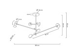Lampa wisząca Bobbie w kolorze czarnym z sześcioma LEDami o mocy 28W. Wymiary: długość 120 cm, wysokość 80 cm, średnica metalowych elementów 20 cm. Prosty, nowoczesny design z okrągłymi kloszami umieszczonymi na ramionach.