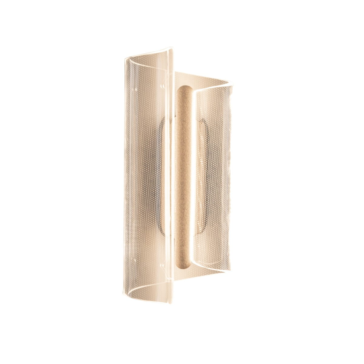 Kinkiet Casel w kolorze kawowym, z przezroczystym kloszem i wbudowanym źródłem światła LED o mocy 13W. Produkt ma prostokątny kształt, z delikatnymi zaokrągleniami i teksturowanym wzorem, montowany na ścianie.