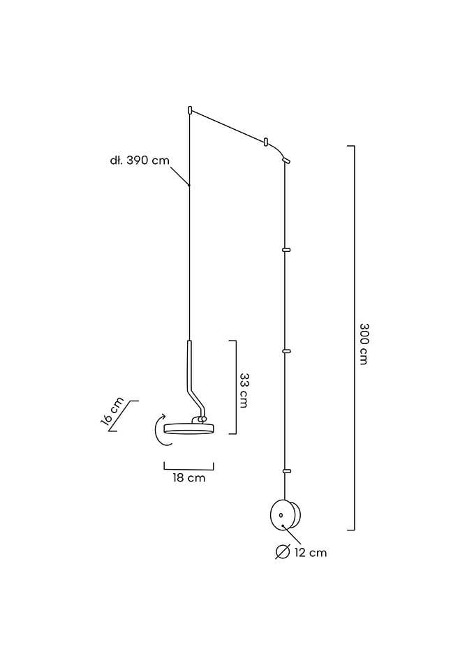 Czarna lampa wisząca Flat z 1xLED/10W. Wymiary: średnica klosza 12 cm, wysokość 16 cm, długość zwisu 300 cm. Stylowy design, prostokątny klosz, zawieszenie na cienkim przewodzie. Idealna do nowoczesnych wnętrz.