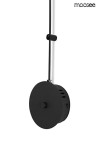 Lampa wisząca Flat 3xLED/30W w kolorze czarnym, o okrągłej, matowej obudowie. Wisi na długim przewodzie z regulacją wysokości. Widoczna jest czarna osłona z przyciskiem oraz otwory wentylacyjne. Tło proste, białe.