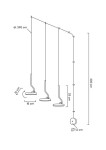 Czarna lampa wisząca Flat z trzema źródłami LED o mocy 30W. Wyposażona w regulowane linki o długości 300 cm. Wymiary pojedynczego klosza: średnica 18 cm, wysokość 16 cm, zawieszenie 33 cm. Element minimalistyczny, idealny do nowoczesnych wnętrz.