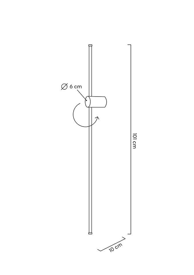 Kinkiet Ombre 100, biały, z pojedynczym źródłem LED o mocy 12W. Wysokość 101 cm, średnica 6 cm. Prosty, cylindryczny klosz na długim ramieniu, prezentowany w ujęciu bocznym. Idealny do nowoczesnych wnętrz.