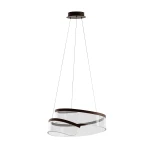 Lampa wisząca Rustin 1xLED/45W w kolorze kawowym. Posiada elegancki, podwójny klosz z przezroczystego materiału i ciemnego metalu, zawieszona na cienkich linkach. Widziana z boku, w nowoczesnym stylu, idealna do aranżacji wnętrz.