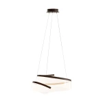 Lampa wisząca Rustin 1xLED/45W w kolorze kawowym, z nowoczesnym wzornictwem. Kształt oprawy z delikatnymi, falującymi liniami i ciemnymi akcentami. Zawieszona na cienkich linkach, montowana do sufitu. Idealna do nowoczesnych wnętrz.