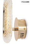 Kinkiet Jewel z jednym źródłem światła LED o mocy 7W, złota oprawa metalowa z diamentowym wzorem na kloszu. Produkt montowany na ścianie, z widocznym mocowaniem i detalami wykończenia. Tło białe.