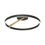 Lampa sufitowa Malu w kolorze czarno-złotym, o okrągłej formie z cienkim złotym akcentem, wyposażona w 1 żarówkę LED o mocy 37W. Montaż na suficie, minimalistyczny design, idealna do nowoczesnych wnętrz.