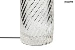 Lampa stołowa Icar w kolorze złotym i przeźroczystym, wykonana z teksturowanego szkła z falistym wzorem. Ujęcie w zbliżeniu na dolną część lampy, ukazujące detale faktury i kształtu. Baza lampy jest okrągła i stabilna.