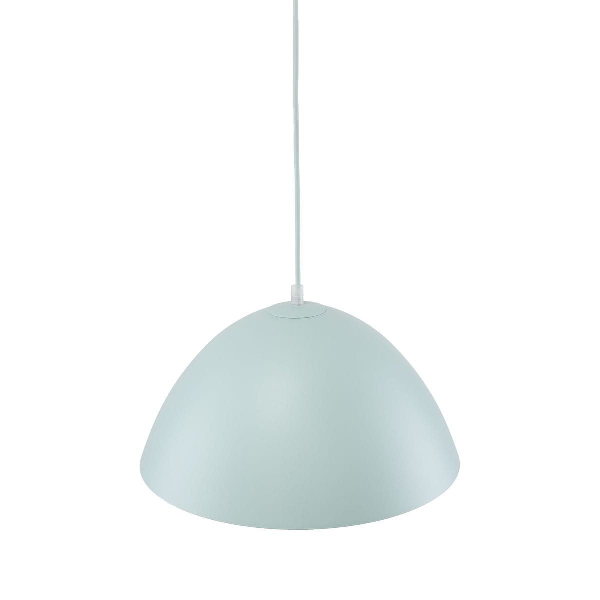 Lampa wisząca Faro D34 w kolorze miętowym, o kształcie kopuły. Wyposażona w jedno gniazdo E27. Zawieszona na cienkim przewodzie. Prosty, nowoczesny design, idealna do różnych wnętrz.