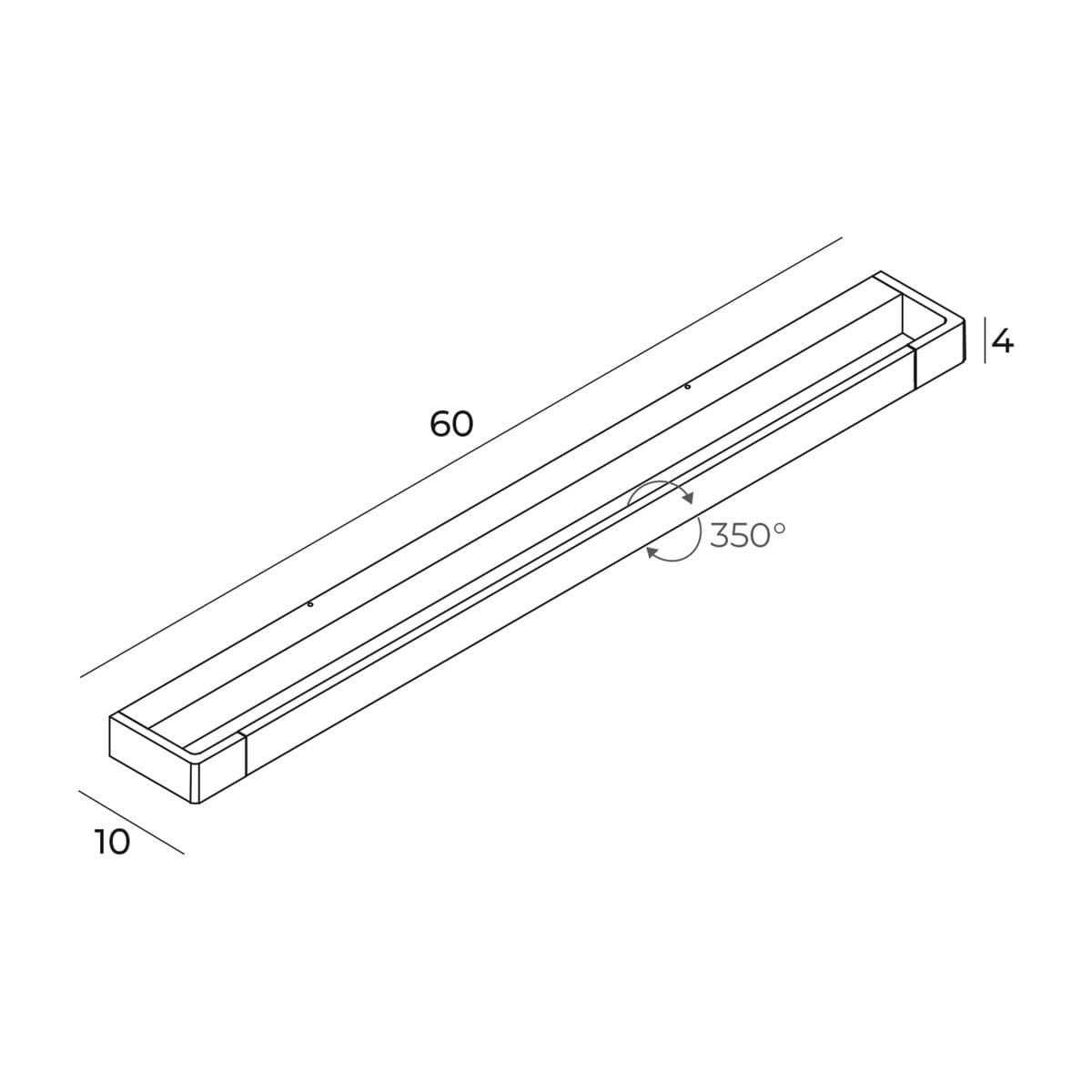 Kinkiet Flink 1xLED/18W/IP44 w kolorze białym, o prostokątnym kształcie i wymiarach 60 cm x 10 cm x 4 cm. Z możliwością obrotu 350°. Idealny do użytku wewnętrznego i zewnętrznego.