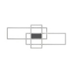 Lampa sufitowa Ervi z pilotem, 3 źródła LED o mocy 52W. Czarna obudowa z geometrycznym wzorem, składająca się z prostokątów w różnych rozmiarach. Ułożona poziomo, z centralnym elementem w ciemnym kolorze.