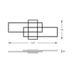 Lampa sufitowa Ervi w kolorze czarnym z pilotem, z trzema źródłami LED o mocy 52W. Wymiary: 1027 mm szerokości, 415 mm wysokości, 83 mm głębokości. Geometryczny kształt z zachodzącymi na siebie prostokątami.