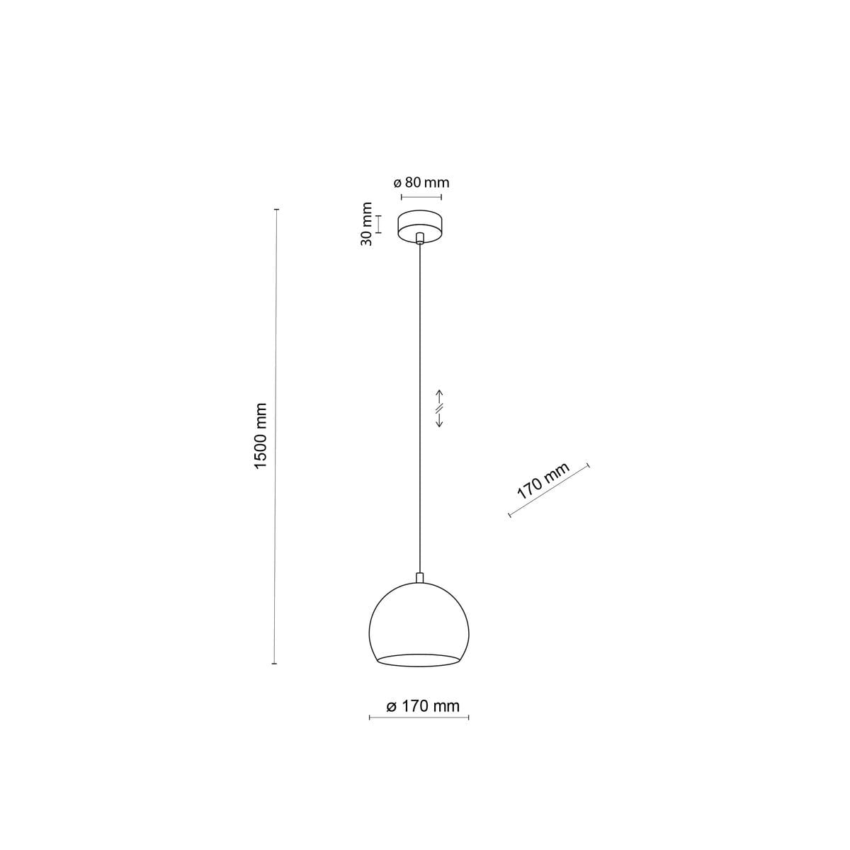 Lampa wisząca Zoe D17 w kolorze ceglanym, z pojedynczym gwintem E27. Okrągły klosz o średnicy 170 mm zawieszony na cienkim przewodzie, z wysokością 1500 mm. Prosty, nowoczesny design idealny do różnych wnętrz.