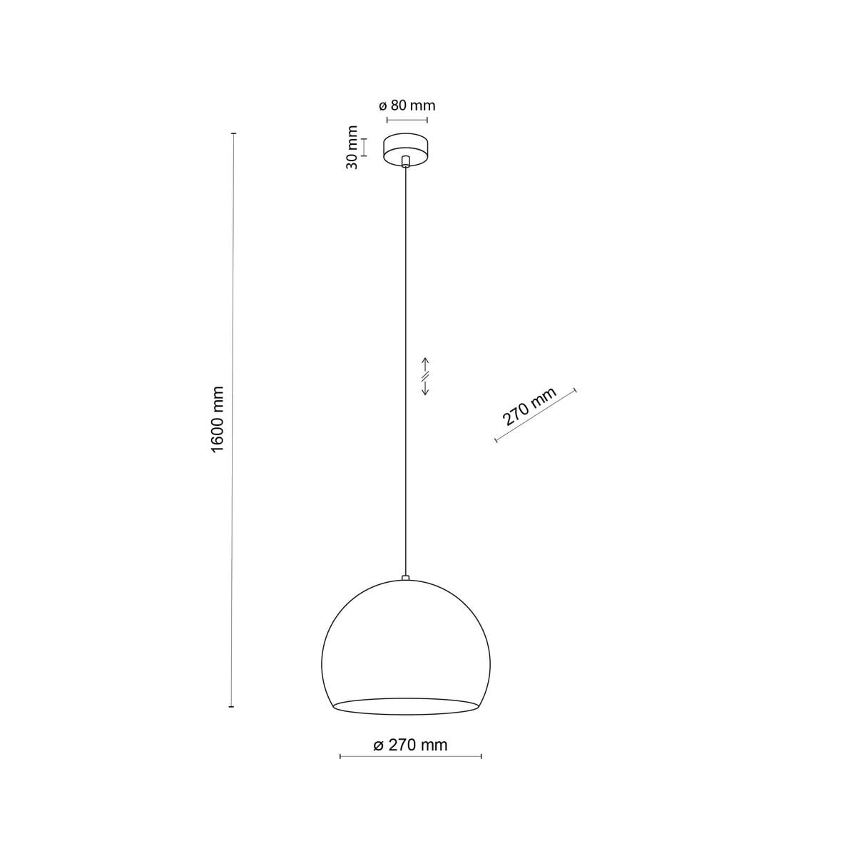 Lampa wisząca Zoe D27 w kolorze ceglastej czerwieni. Okrągła, matowa abażur o średnicy 270 mm, zawieszona na przewodzie o długości 1600 mm. U góry okrągła podsufitka o średnicy 80 mm. Przeznaczona do żarówki E27.