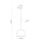 Lampa wisząca Zoe D27 w kolorze ceglastej czerwieni. Okrągła, matowa abażur o średnicy 270 mm, zawieszona na przewodzie o długości 1600 mm. U góry okrągła podsufitka o średnicy 80 mm. Przeznaczona do żarówki E27.