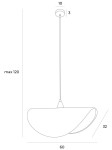 Lampa wisząca Koshi 1xE27 w kolorze czarnym z rattanowym kloszem, o średnicy 60 cm i wysokości 32 cm. Długość zwisu maksymalna 120 cm, z prostym okrągłym mocowaniem. Idealna do nowoczesnych aranżacji wnętrz.