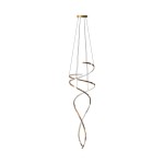 Lampa wisząca Coco w kolorze złotym, z pilotem, z dwoma źródłami LED o mocy 68W. Posiada spiralny kształt, zawieszona na cienkich żyłkach, z eleganckim, minimalistycznym designem. Idealna do nowoczesnych wnętrz.