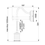 Kinkiet Douille 1xE27 w polerowanym niklu, z prostym ramieniem, wysokością 324 mm i szerokością 197 mm. Oferuje maksymalne zawieszenie 1222 mm, z 1000 mm skręconego przewodu. Elegant w minimalistycznym stylu, idealny do nowoczesnych wnętrz.